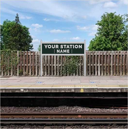 TT Scale Pre-Coloured Double-Sided Personalised Steam-Era Station Name Board - Style 2 - Two Lines of Text