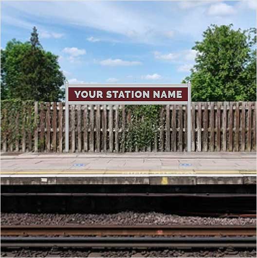 HO Scale Pre-Coloured Single-Sided Personalised Steam-Era Station Name Board - Style 2 - One Line of Text