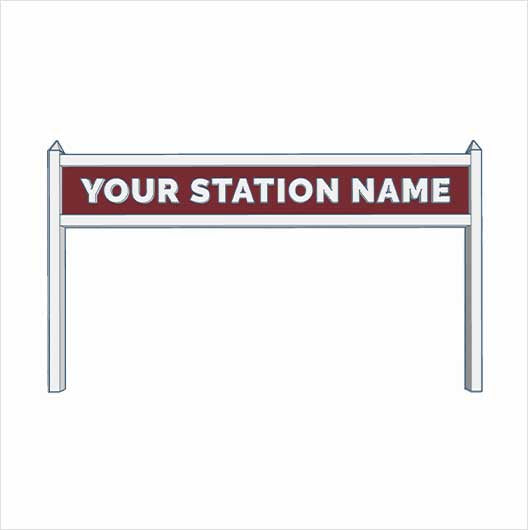 TT Scale Pre-Coloured Single-Sided Personalised Steam-Era Station Name Board - Style 2 - One Line of Text