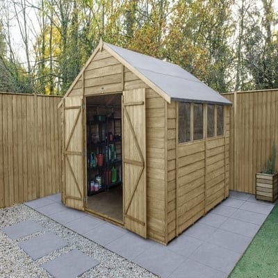 4LIFE Overlap Pressure Treated Apex Shed Double Door - All Sizes