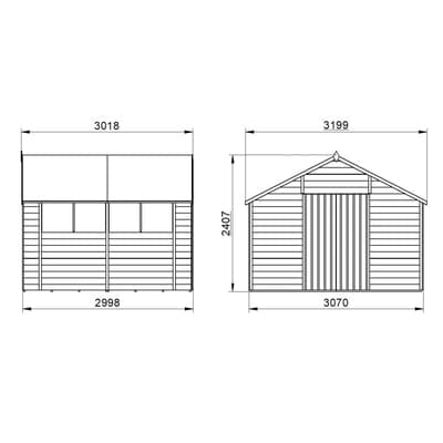 4LIFE Overlap Pressure Treated Apex Shed Double Door - All Sizes
