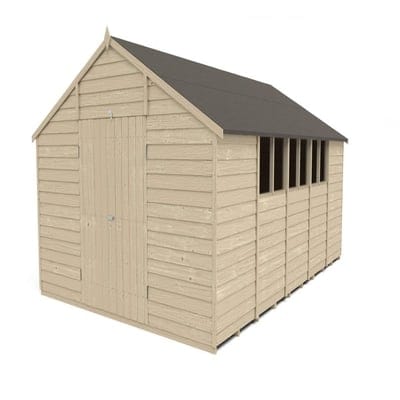 4LIFE Overlap Pressure Treated Apex Shed Double Door - All Sizes