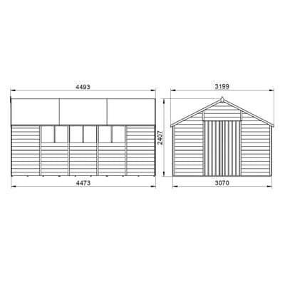 4LIFE Overlap Pressure Treated Apex Shed Double Door - All Sizes