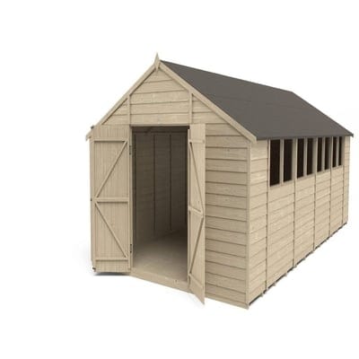 4LIFE Overlap Pressure Treated Apex Shed Double Door - All Sizes