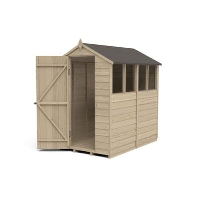 4LIFE Overlap Pressure Treated 6ft x 4ft Apex Shed - 4 Windows