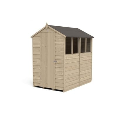 4LIFE Overlap Pressure Treated 6ft x 4ft Apex Shed - 4 Windows
