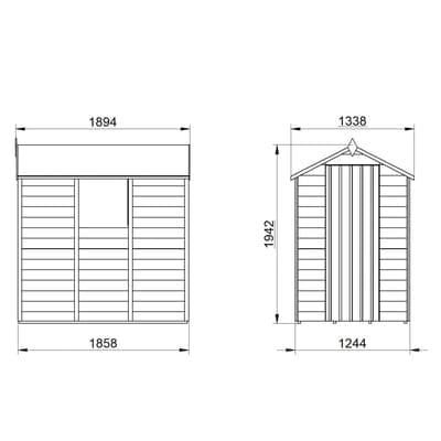4LIFE Overlap Pressure Treated 6ft x 4ft Apex Shed