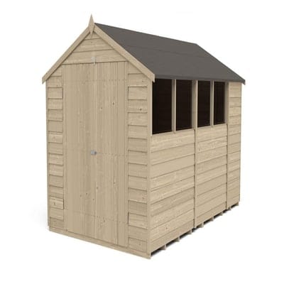 4LIFE Overlap Pressure Treated 10ft x 6ft Apex Shed - Double Door