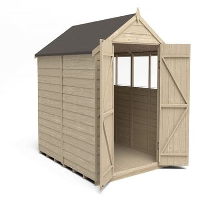 4LIFE Overlap Pressure Treated 8ft x 6ft Apex Shed - Double Door, 4 Windows