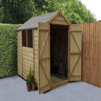 4LIFE Overlap Pressure Treated 8ft x 6ft Apex Shed - Double Door