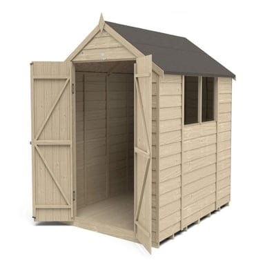 4LIFE Overlap Pressure Treated 8ft x 6ft Apex Shed - Double Door