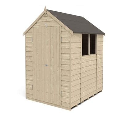 4LIFE Overlap Pressure Treated 8ft x 6ft Apex Shed - Double Door