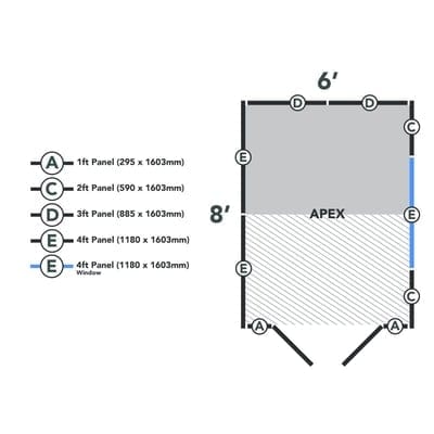 4LIFE Overlap Pressure Treated 8ft x 6ft Apex Shed - Double Door
