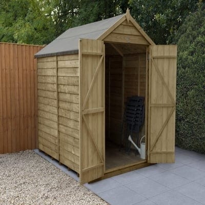 4LIFE Overlap Pressure Treated 8ft x 6ft Apex Shed - Double Door, No Windows