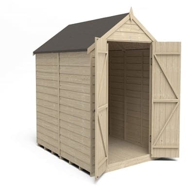 4LIFE Overlap Pressure Treated 8ft x 6ft Apex Shed - Double Door, No Windows