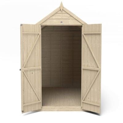 4LIFE Overlap Pressure Treated 8ft x 6ft Apex Shed - Double Door, No Windows