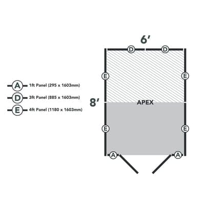 4LIFE Overlap Pressure Treated 8ft x 6ft Apex Shed - Double Door, No Windows