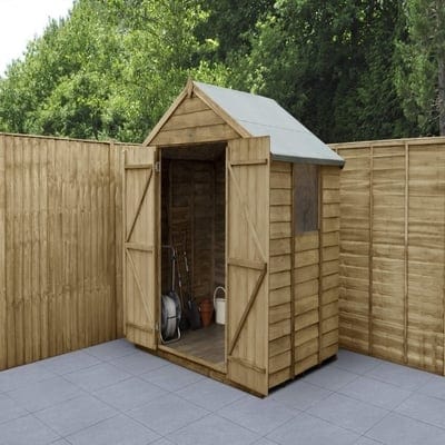 4LIFE Overlap Pressure Treated Apex Shed Double Door - All Sizes