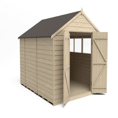 4LIFE Overlap Pressure Treated Apex Shed Double Door - All Sizes