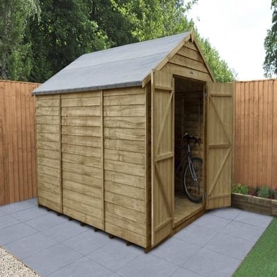 4LIFE Overlap Pressure Treated 10ft x 8ft Apex Shed - Double Door, No Windows