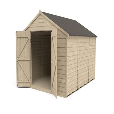 4LIFE Overlap Pressure Treated 10ft x 8ft Apex Shed - Double Door, No Windows