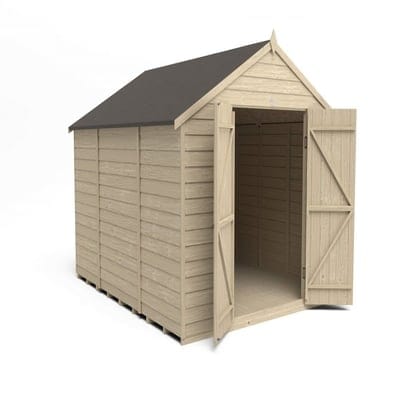 4LIFE Overlap Pressure Treated 10ft x 8ft Apex Shed - Double Door, No Windows