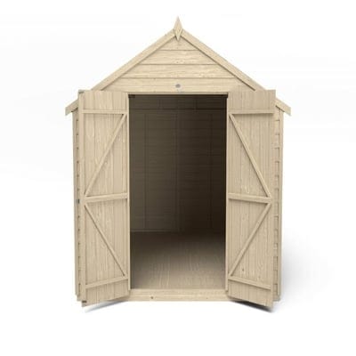 4LIFE Overlap Pressure Treated 10ft x 8ft Apex Shed - Double Door, No Windows
