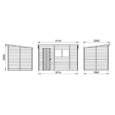4LIFE Overlap Pressure Treated Pent Shed - All Sizes