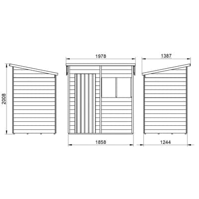 4LIFE Overlap Pressure Treated Pent Shed - All Sizes