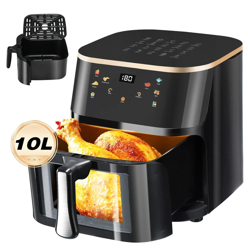 OYAJIA 10L Air Fryer with Window, Touch Controls & Non-Stick Basket 7 Functions