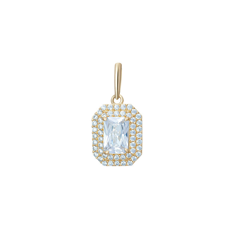 Oblong Halo Pendant Necklace