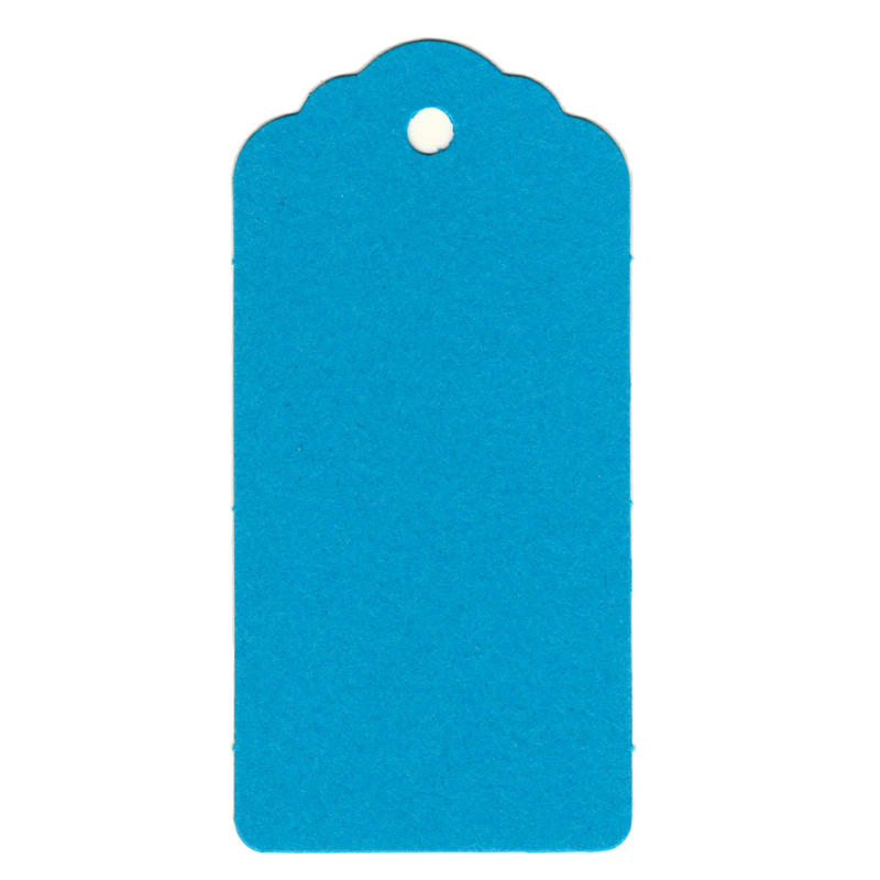 100 Rectangle Scalloped Gift Tags with White Satin Ribbon - 21 Colours Christmas