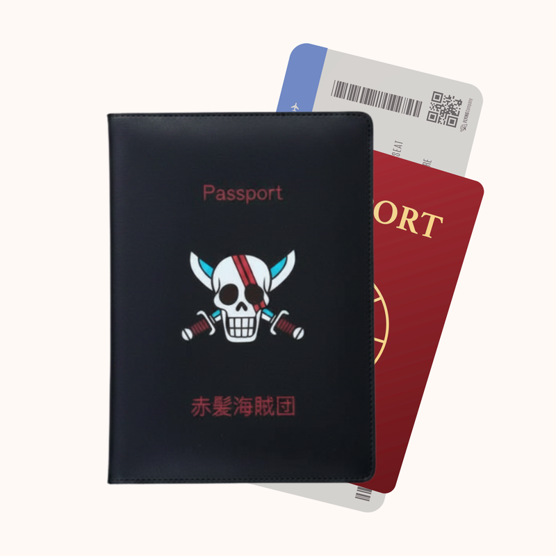 One Piece Red Hair Pirates Black Passport Cover
