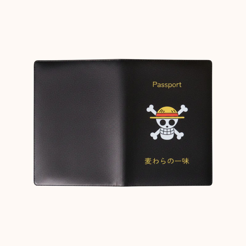 One Piece Straw Hat Pirates Black Passport Cover