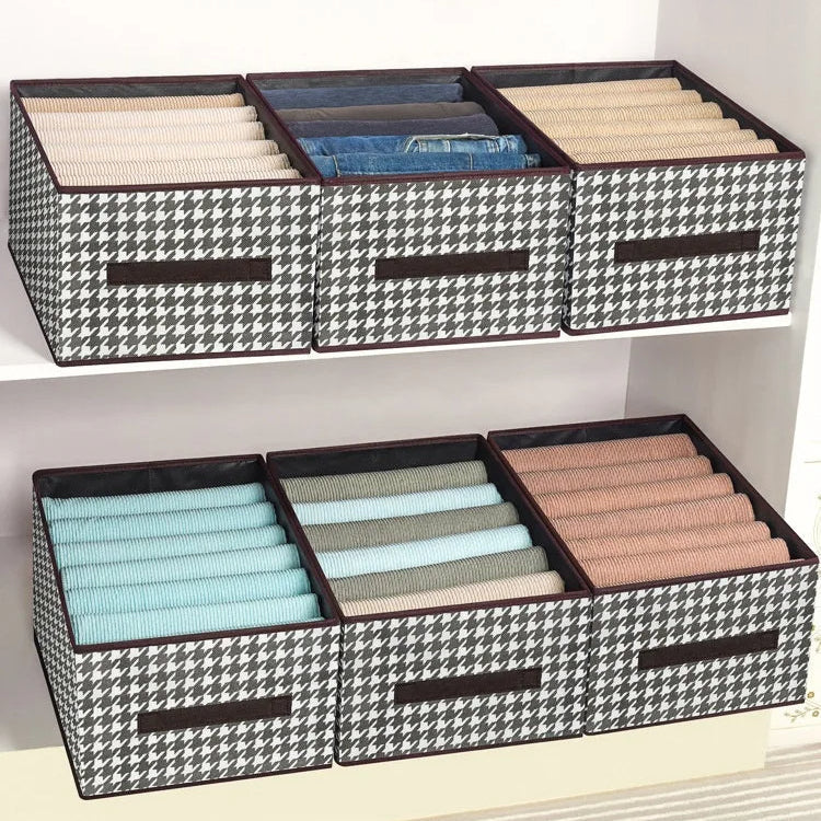 Foldable Open Top Linen Storage Box Wardrobe Clothes Home Organiser with Handles