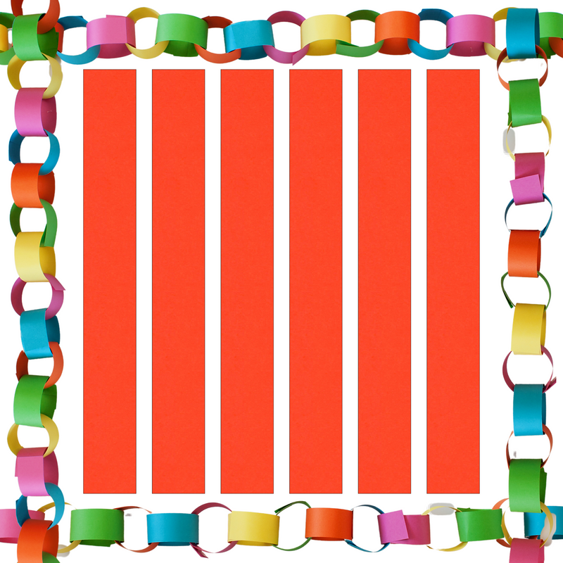 Orange Paper Chain Card Strips. 5 Meter / 16 Feet Long. Wedding Party Decor