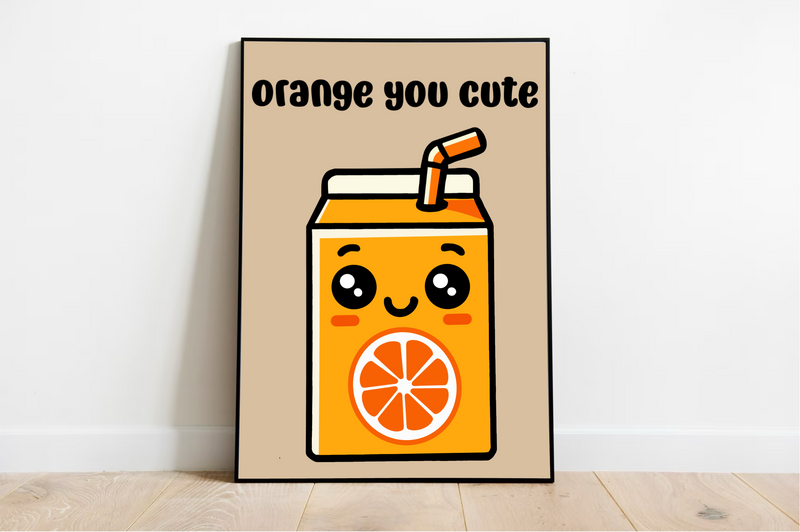 Orange You Cute Art Print – Fun Fruit Pun Wall Decor
