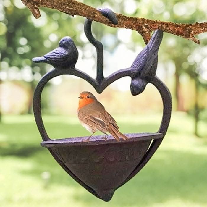 Cast Iron Hanging Heart Bird Feeder