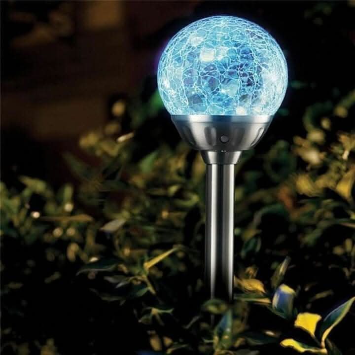 4 Solar Colour Changing Crystal Ball Garden Stake Lights