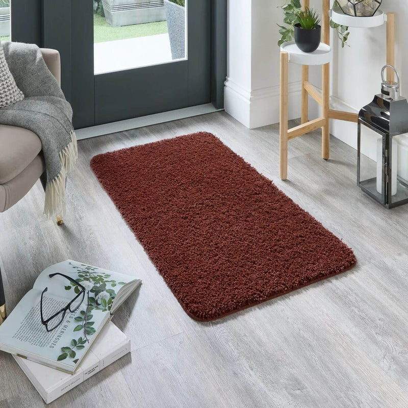 Washable Ox Red Shaggy Rug
