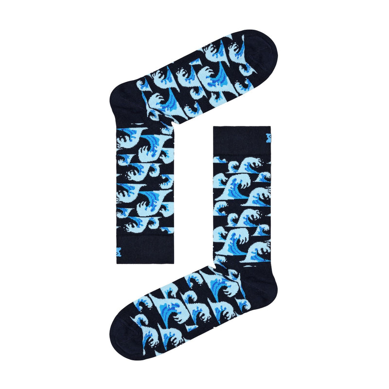 1 Pack Mens & Ladies Cotton Blue Waves Design Socks