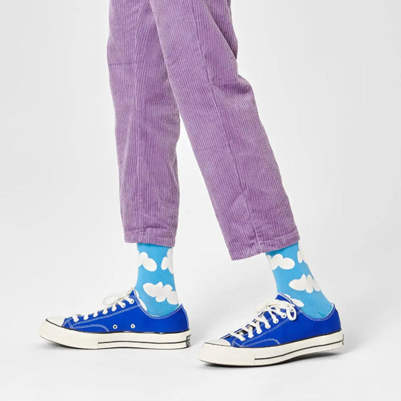 1 Pack Mens & Ladies Cotton Light Blue Clouds Design Socks