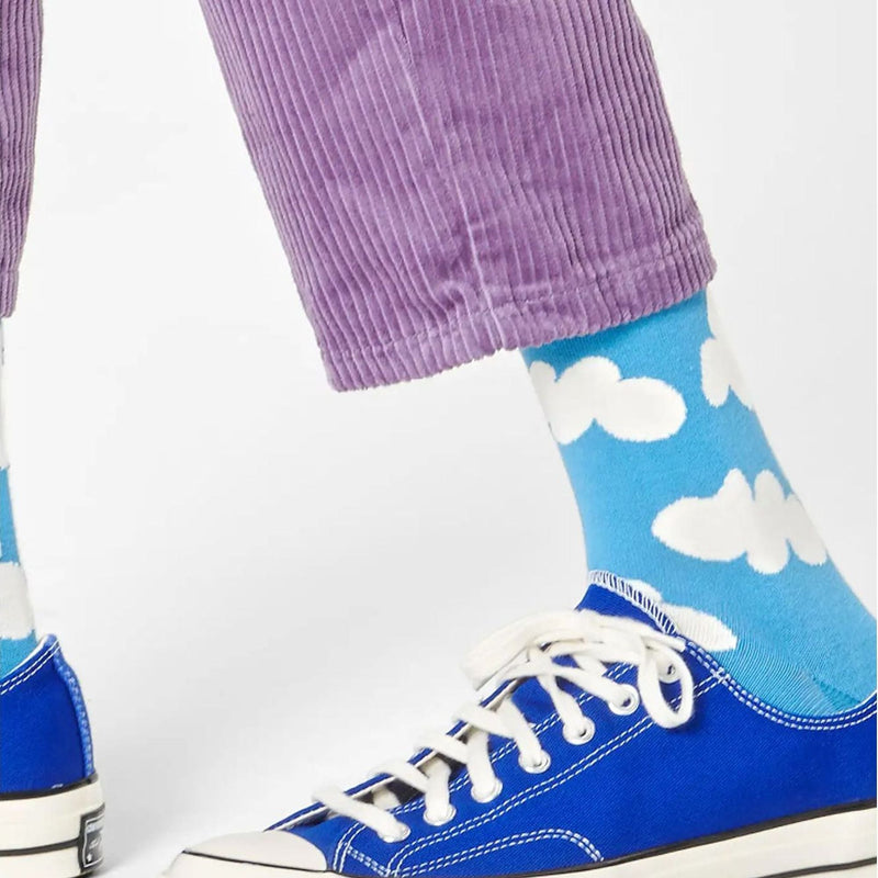 1 Pack Mens & Ladies Cotton Light Blue Clouds Design Socks