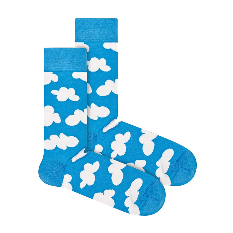 1 Pack Mens & Ladies Cotton Light Blue Clouds Design Socks