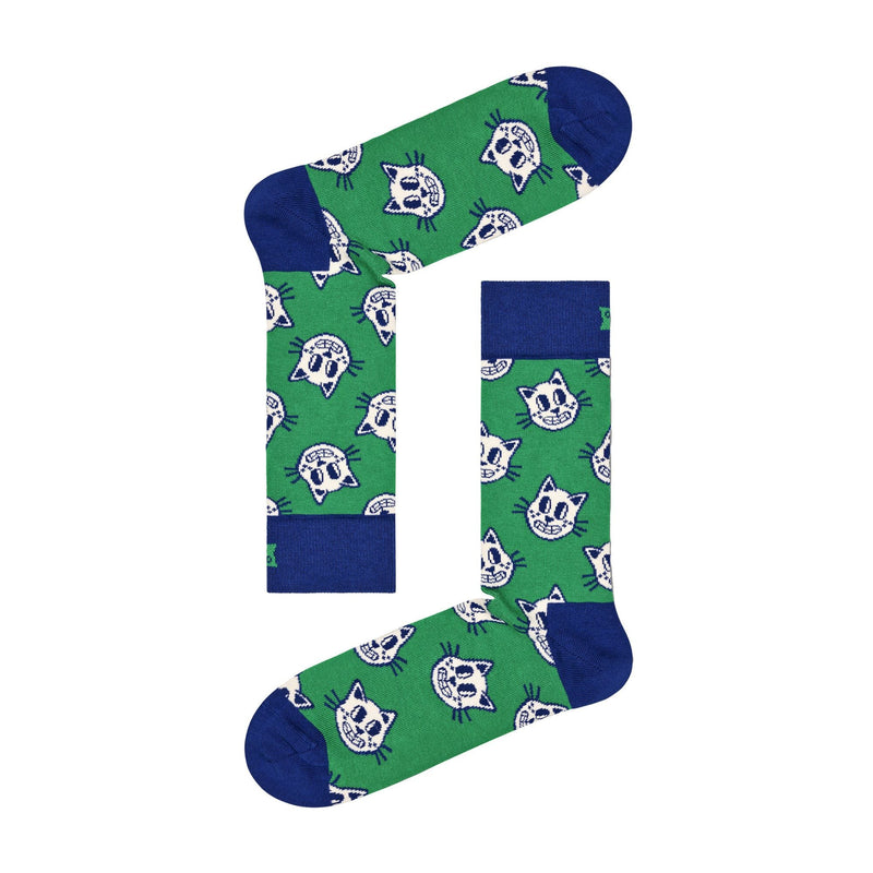 1 Pack Mens & Ladies Cotton Green Cat Design Socks