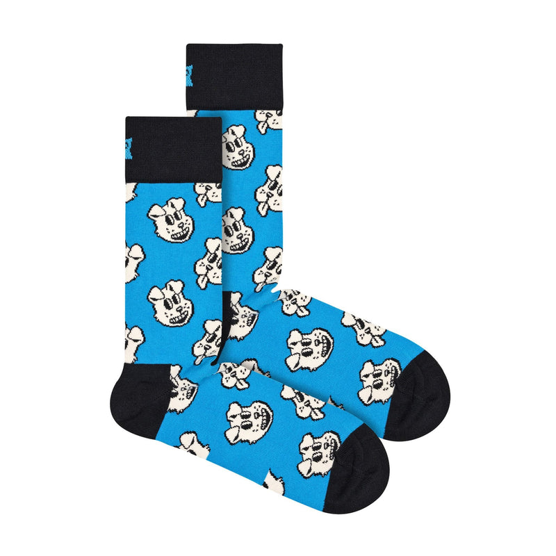 1 Pack Mens & Ladies Cotton Blue Doggo Design Socks