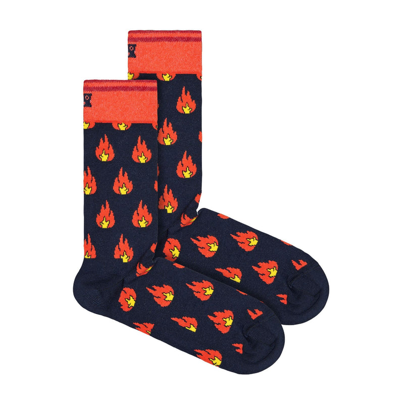 1 Pack Unisex Cotton Navy Flames Design Socks