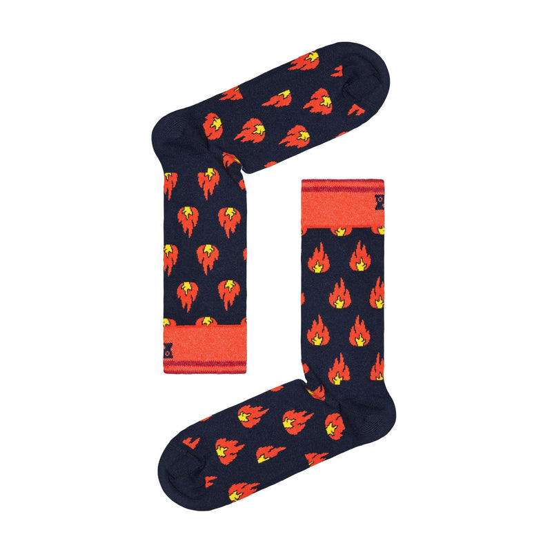 1 Pack Unisex Cotton Navy Flames Design Socks