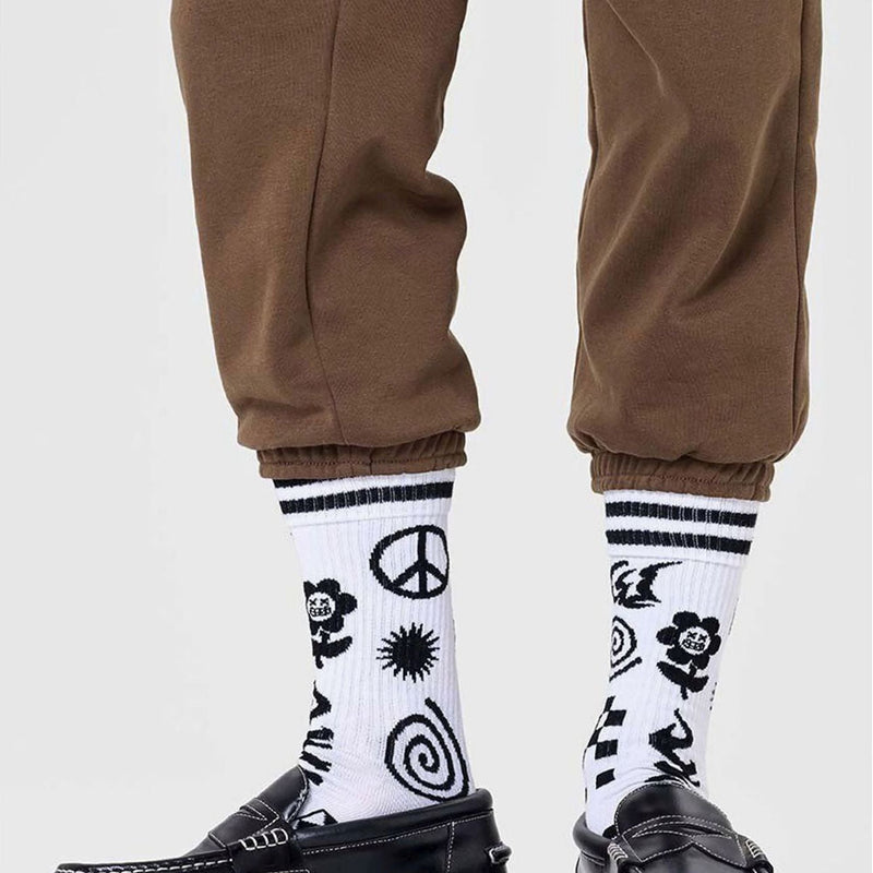 Patchwork Rave Breathable Ribbed Socks for Men and Women