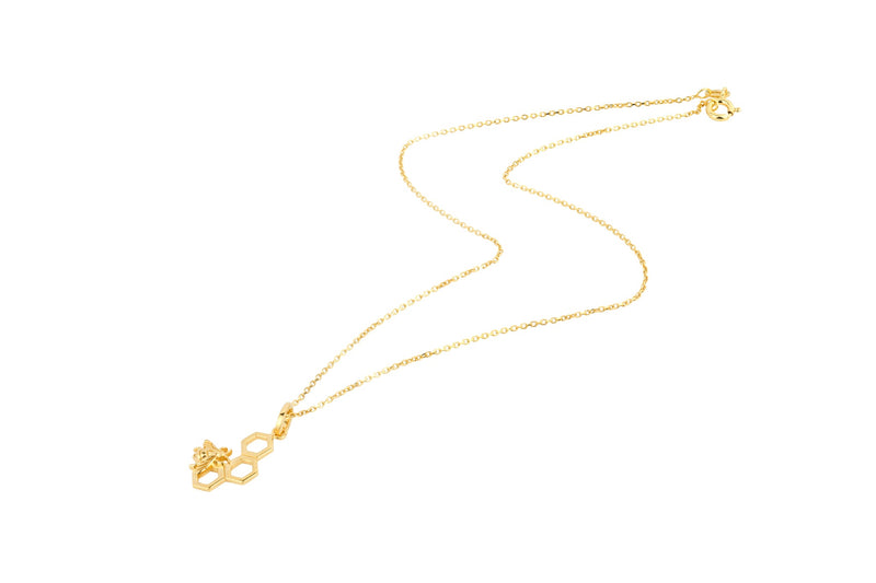 Bumblebee Honeycomb Gold Chain Necklace
